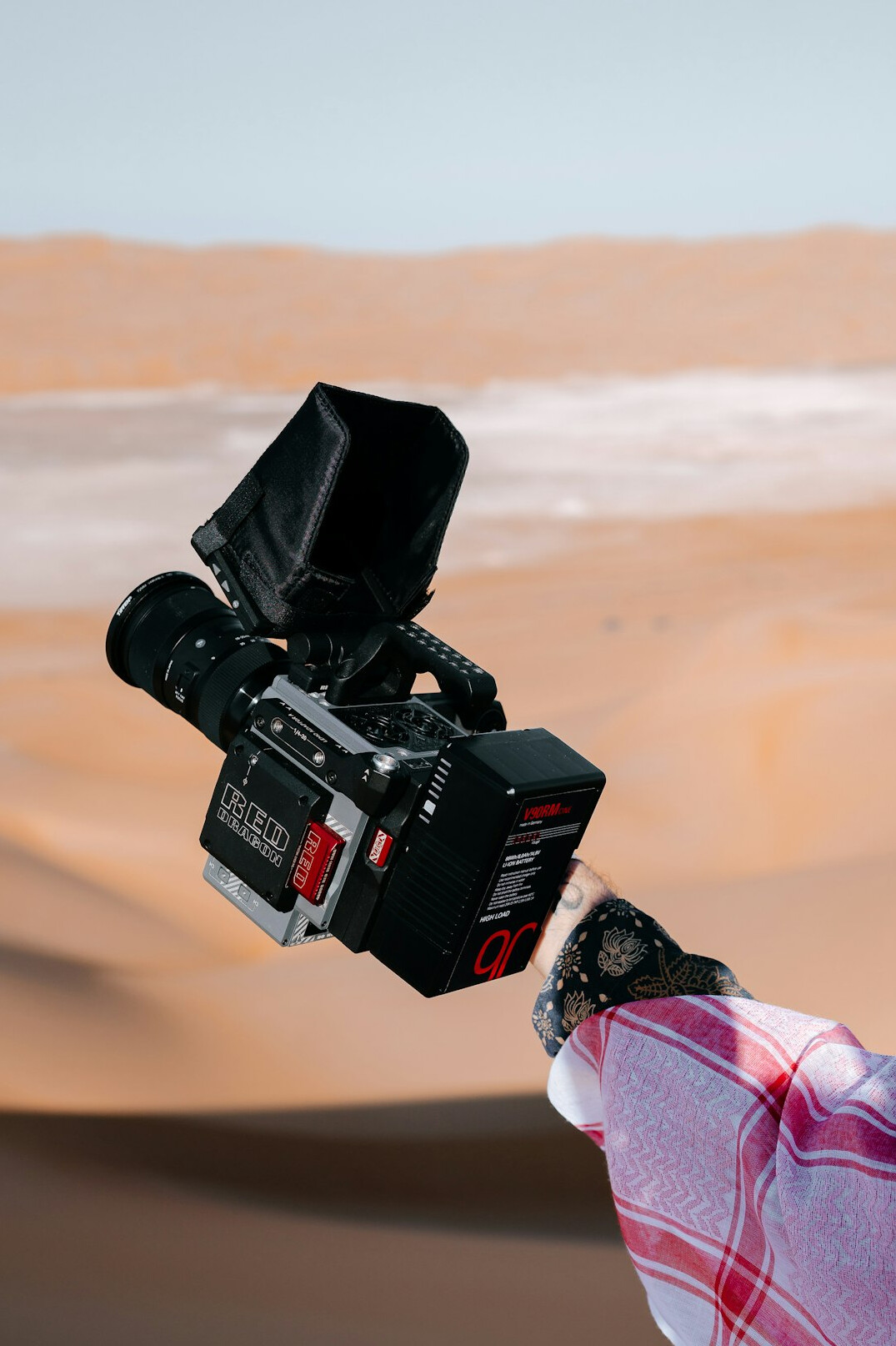 Film and video production equipment with camera and clapperboard on set